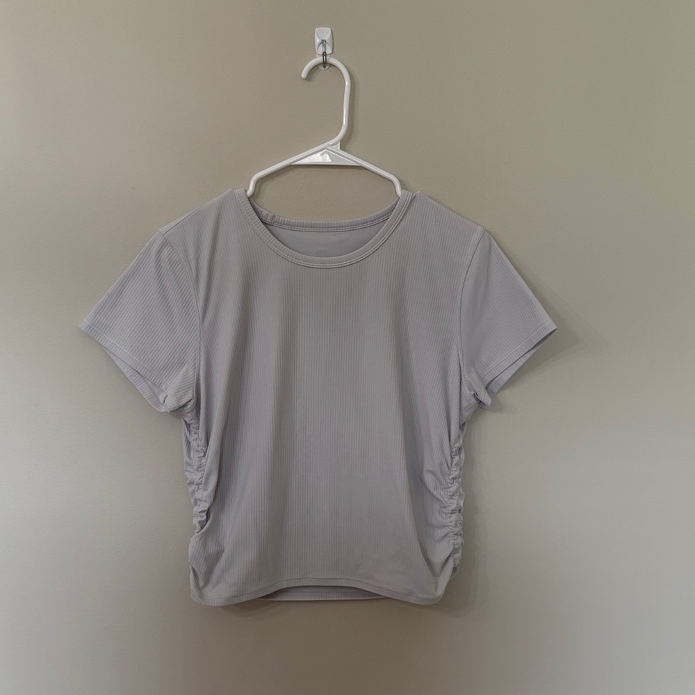 Lululemon All It Takes Ribbed Nulu Short Sleeve Light Vapor Size 12 Like New